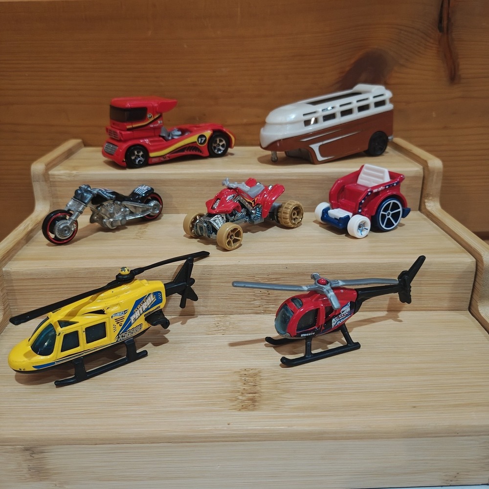 8 Piece Atypical Loose Hot Wheels Bundle Used Helicopter 4-wheeler Motorcycle